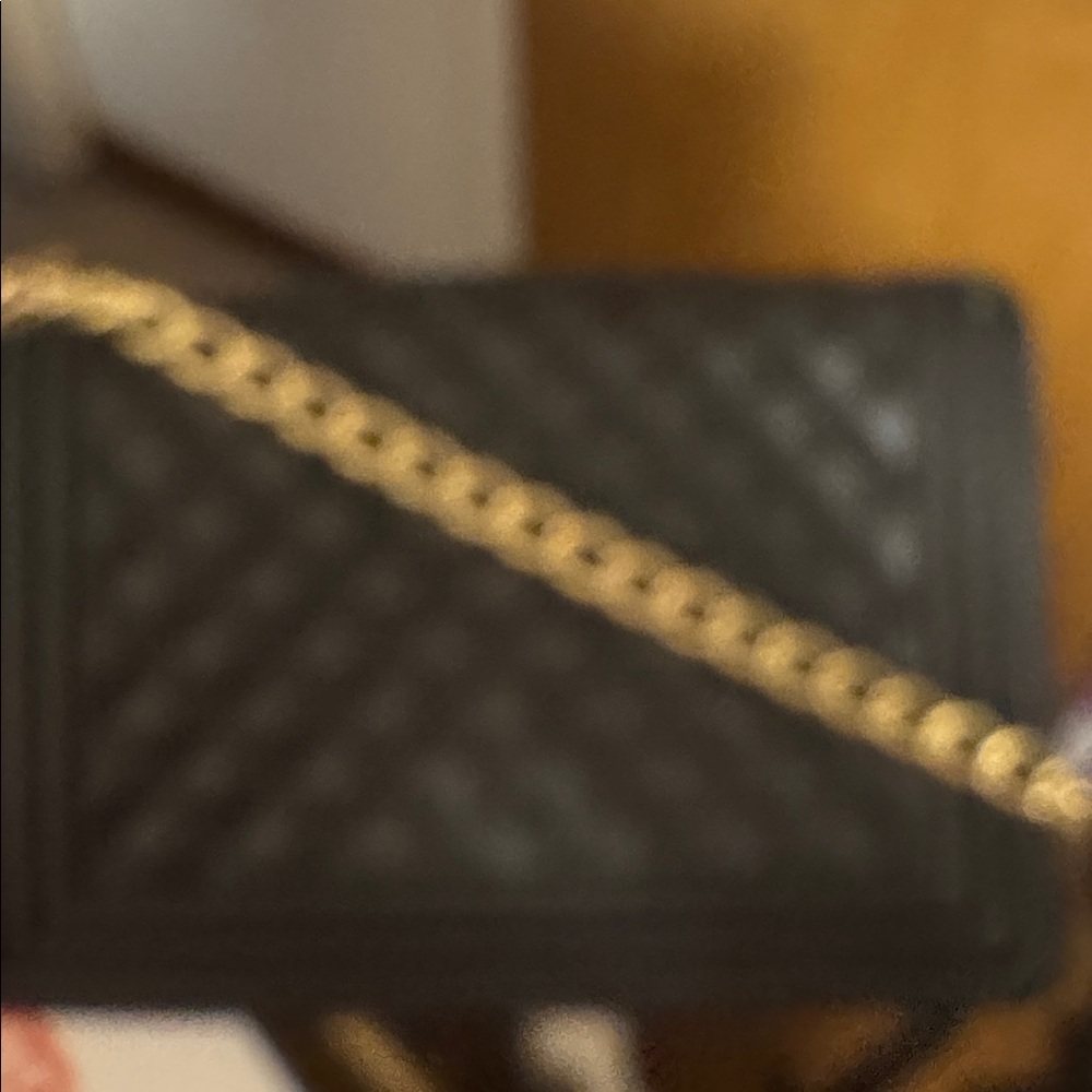 Black Quilted Crossbody Bag with Gold Chain